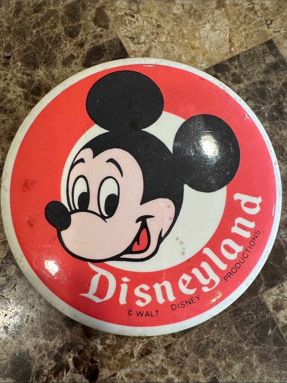 Disneyland Vintage Mickey Mouse Red Round Button Pin